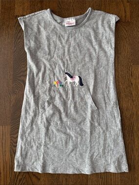 Hanna Andersson Girls Gray Cotton Shift DRESS horse floral size 120 cm 6 7